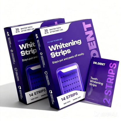 DR.DENT Purple Tooth Whitening Strips Peroxide Free 14 Treatments for Teeth