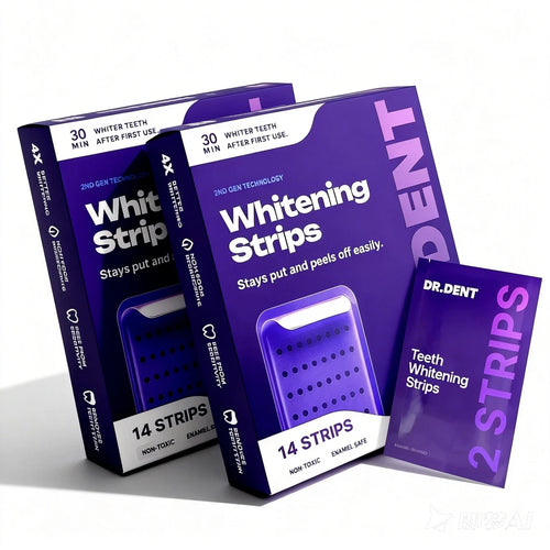 DR.DENT Purple Tooth Whitening Strips Peroxide Free 14 Treatments for Teeth