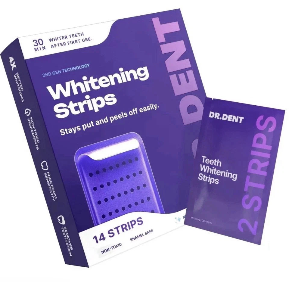 DR.DENT Purple Tooth Whitening Strips Peroxide Free 14 Treatments for Teeth