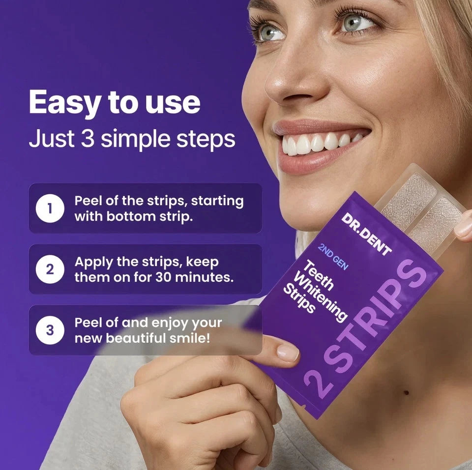 DR.DENT Purple Tooth Whitening Strips Peroxide Free 14 Treatments for Teeth